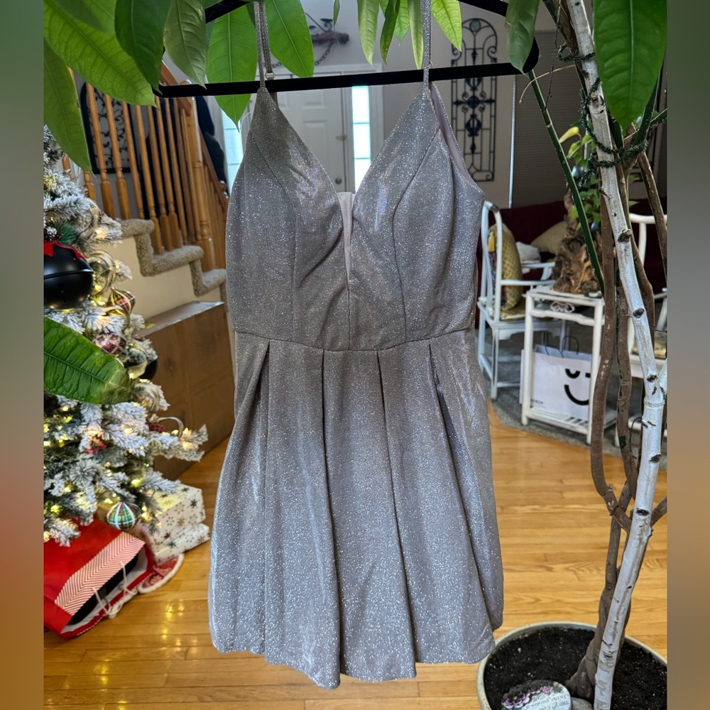 Sparkling Silver Spaghetti Strap Dress